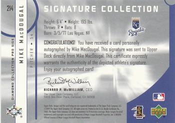 2004 Upper Deck Diamond Collection Pro Sigs #214 Mike MacDougal Back