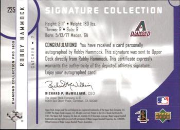 2004 Upper Deck Diamond Collection Pro Sigs #235 Robby Hammock Back