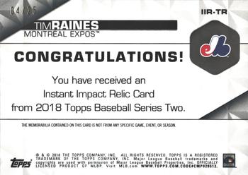 2018 Topps - Instant Impact Relics Red #IIR-TR Tim Raines Back