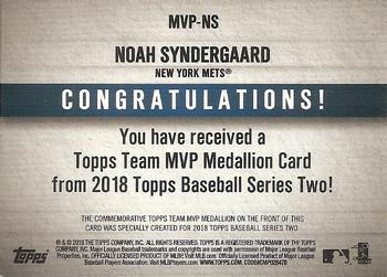 2018 Topps - Topps Team MVP Medallion Relics #MVP-NS Noah Syndergaard Back