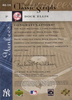 2004 Upper Deck Yankees Classics - Classic Scripts #AU-14 Dock Ellis Back