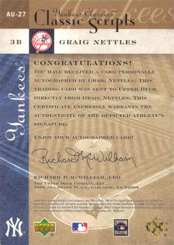 2004 Upper Deck Yankees Classics - Classic Scripts #AU-27 Graig Nettles Back
