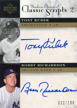 2004 Upper Deck Yankees Classics - Classic Scripts 2 (Dual) #KR Tony Kubek / Bobby Richardson Front