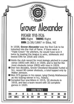 1999 Old Style Chicago Cubs All-Century Team #NNO Grover Cleveland Alexander Back