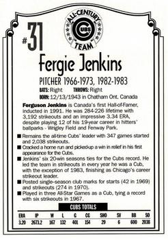 1999 Old Style Chicago Cubs All-Century Team #NNO Fergie Jenkins Back