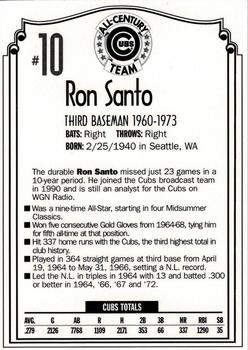 1999 Old Style Chicago Cubs All-Century Team #NNO Ron Santo Back