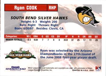 2009 Grandstand Midwest League Eastern Division All-Stars #NNO Ryan Cook Back