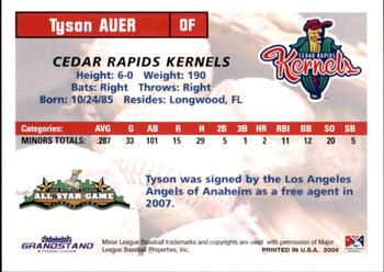 2009 Grandstand Midwest League Western Division All-Stars #NNO Tyson Auer Back