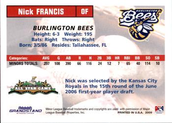 2009 Grandstand Midwest League Western Division All-Stars #NNO Nick Francis Back