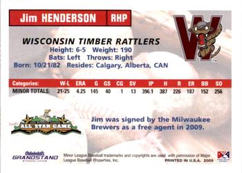 2009 Grandstand Midwest League Western Division All-Stars #NNO Jim Henderson Back