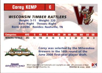 2009 Grandstand Midwest League Western Division All-Stars #NNO Corey Kemp Back