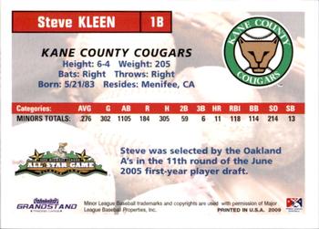 2009 Grandstand Midwest League Western Division All-Stars #NNO Steve Kleen Back