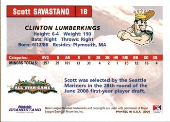 2009 Grandstand Midwest League Western Division All-Stars #NNO Scott Savastano Back