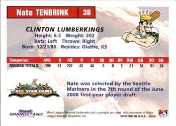 2009 Grandstand Midwest League Western Division All-Stars #NNO Nate Tenbrink Back
