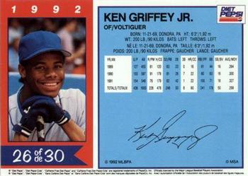 1992 Diet Pepsi #26 Ken Griffey Jr. Back