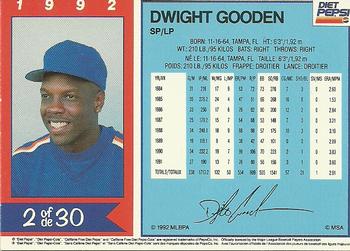 1992 Diet Pepsi #2 Dwight Gooden Back
