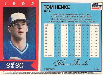 1992 Diet Pepsi #3 Tom Henke Back