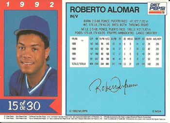 1992 Diet Pepsi #15 Roberto Alomar Back