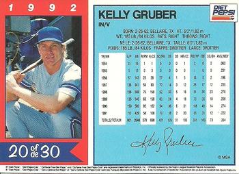 1992 Diet Pepsi #20 Kelly Gruber Back