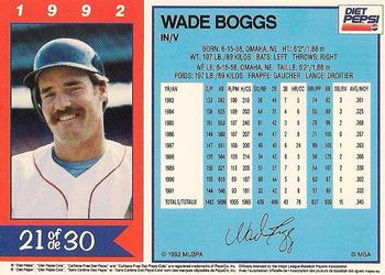 1992 Diet Pepsi #21 Wade Boggs Back
