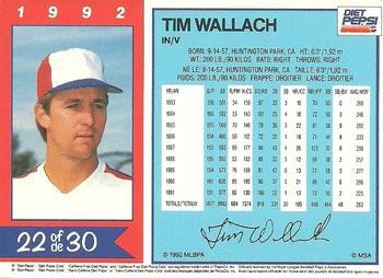1992 Diet Pepsi #22 Tim Wallach Back