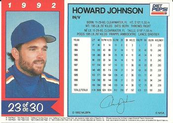 1992 Diet Pepsi #23 Howard Johnson Back