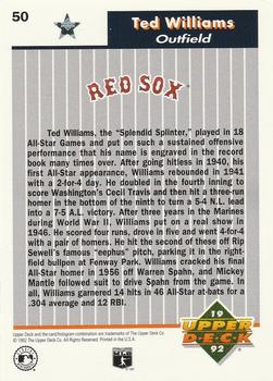 1992 Upper Deck All-Star FanFest #50 Ted Williams Back