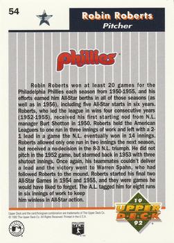 1992 Upper Deck All-Star FanFest #54 Robin Roberts Back