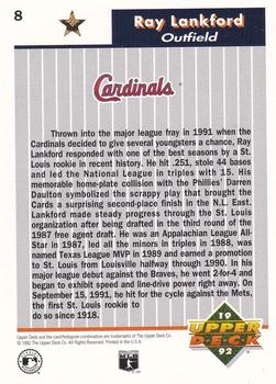 1992 Upper Deck All-Star FanFest - Gold #8 Ray Lankford Back