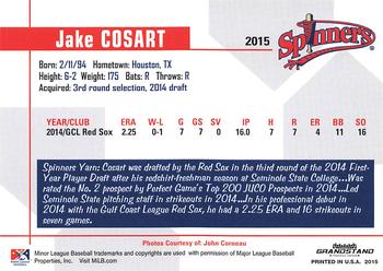 2015 Grandstand Lowell Spinners #NNO Jake Cosart Back