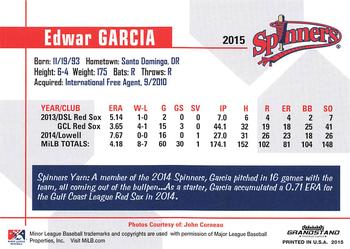 2015 Grandstand Lowell Spinners #NNO Edwar Garcia Back