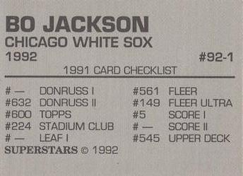 1992 Superstars Magazine (unlicensed) #92-1 Bo Jackson Back