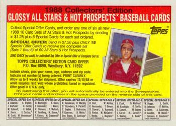 1988 Topps - Topps Company Store #NNO Topps 1988 Collectors' Edition: Glossy All Stars & Hot Prospects Offer Front