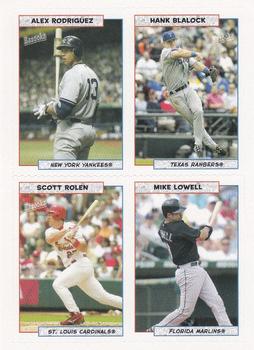 2005 Bazooka - 4-on-1 Stickers #1 Hank Blalock / Mike Lowell / Scott Rolen / Alex Rodriguez Front