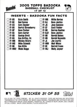 2005 Bazooka - 4-on-1 Stickers #31 Travis Hafner / Kerry Wood / Kevin Brown / Moises Alou Back