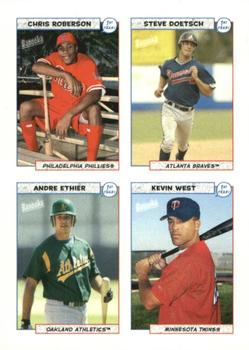 2005 Bazooka - 4-on-1 Stickers #51 Steve Doetsch / Andre Ethier / Chris Roberson / Kevin West Front