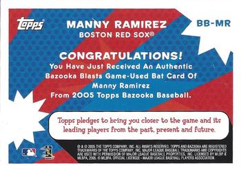 2005 Bazooka - Blasts Bat Relics #BB-MR Manny Ramirez Back