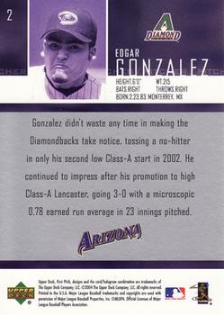 2004 Upper Deck First Pitch #2 Edgar Gonzalez Back