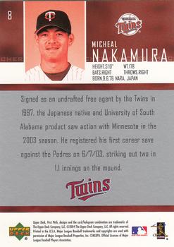 2004 Upper Deck First Pitch #8 Micheal Nakamura Back