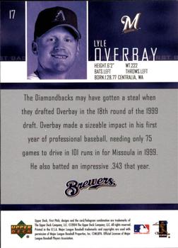2004 Upper Deck First Pitch #17 Lyle Overbay Back
