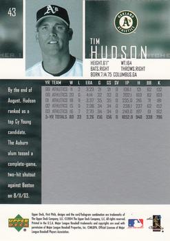 2004 Upper Deck First Pitch #43 Tim Hudson Back