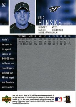 2004 Upper Deck First Pitch #52 Eric Hinske Back