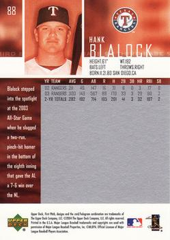 2004 Upper Deck First Pitch #88 Hank Blalock Back