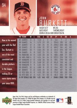 2004 Upper Deck First Pitch #94 John Burkett Back