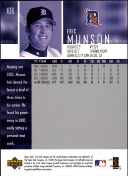 2004 Upper Deck First Pitch #106 Eric Munson Back