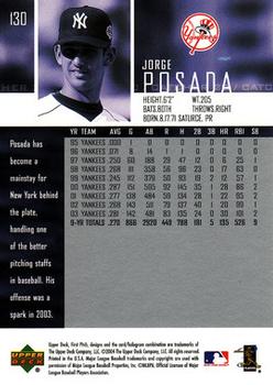 2004 Upper Deck First Pitch #130 Jorge Posada Back