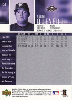 2004 Upper Deck First Pitch #151 Ruben Quevedo Back