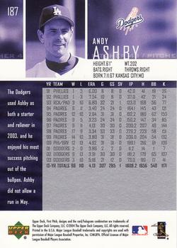2004 Upper Deck First Pitch #187 Andy Ashby Back