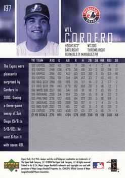2004 Upper Deck First Pitch #197 Wil Cordero Back