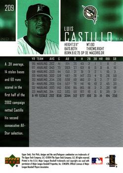 2004 Upper Deck First Pitch #209 Luis Castillo Back